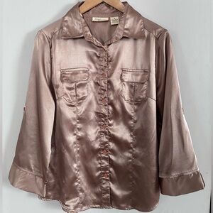 Allison Brittney Shimmering Taupe Top Sz M